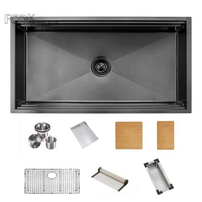 Factory Handmade Workstation Ledge Kitchen Sink For Apartment Bar 304 Stainless Steel 16/18 Gauge Undermount Kitchen Sink Home Wash Food Baisns