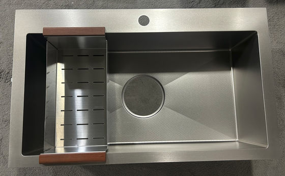 Popular Korean Style Top Mount Sink 860x520mm Embossed Kitchen Sinks with 185mm Drain Hole Honeycomb Nano Sink Scratch Resistant Ss304 Stainless Steel Sink for Apartment Flat