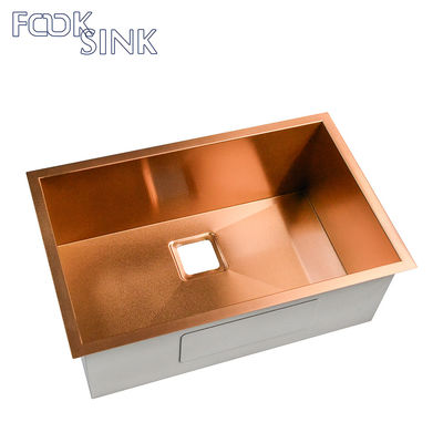 Handmade Gold Brass Single Bowl Kitchen Sink Undermount