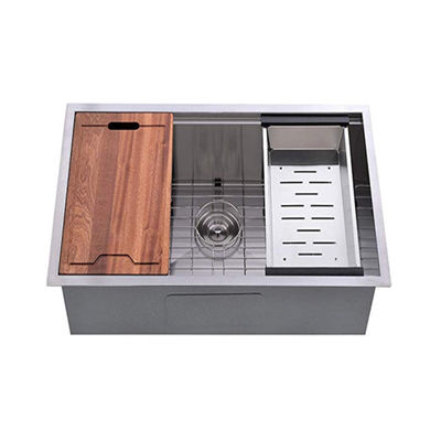 حوض مطبخ يدوي الصنع مقاس 32x18x9 بوصة مع لوح تقطيع وسلة من الفولاذ المقاوم للصدأ SS304، مغاسل مطبخ، بيع ساخن على أمازون، أحواض مطبخ